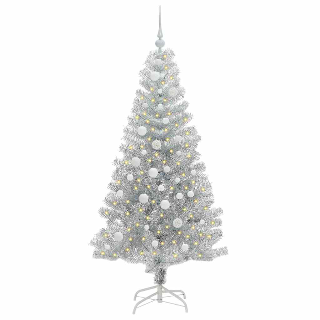 Albero di Natale con 150 LED con supporto Argento 150 cm PET