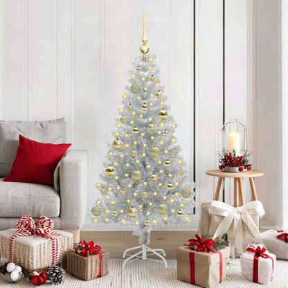 Albero di Natale con 150 LED con supporto Argento 150 cm PET
