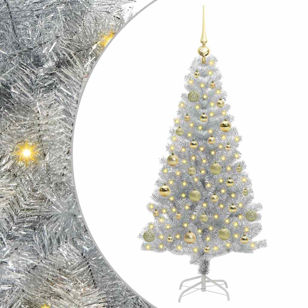 Albero di Natale con 150 LED con supporto Argento 150 cm PET
