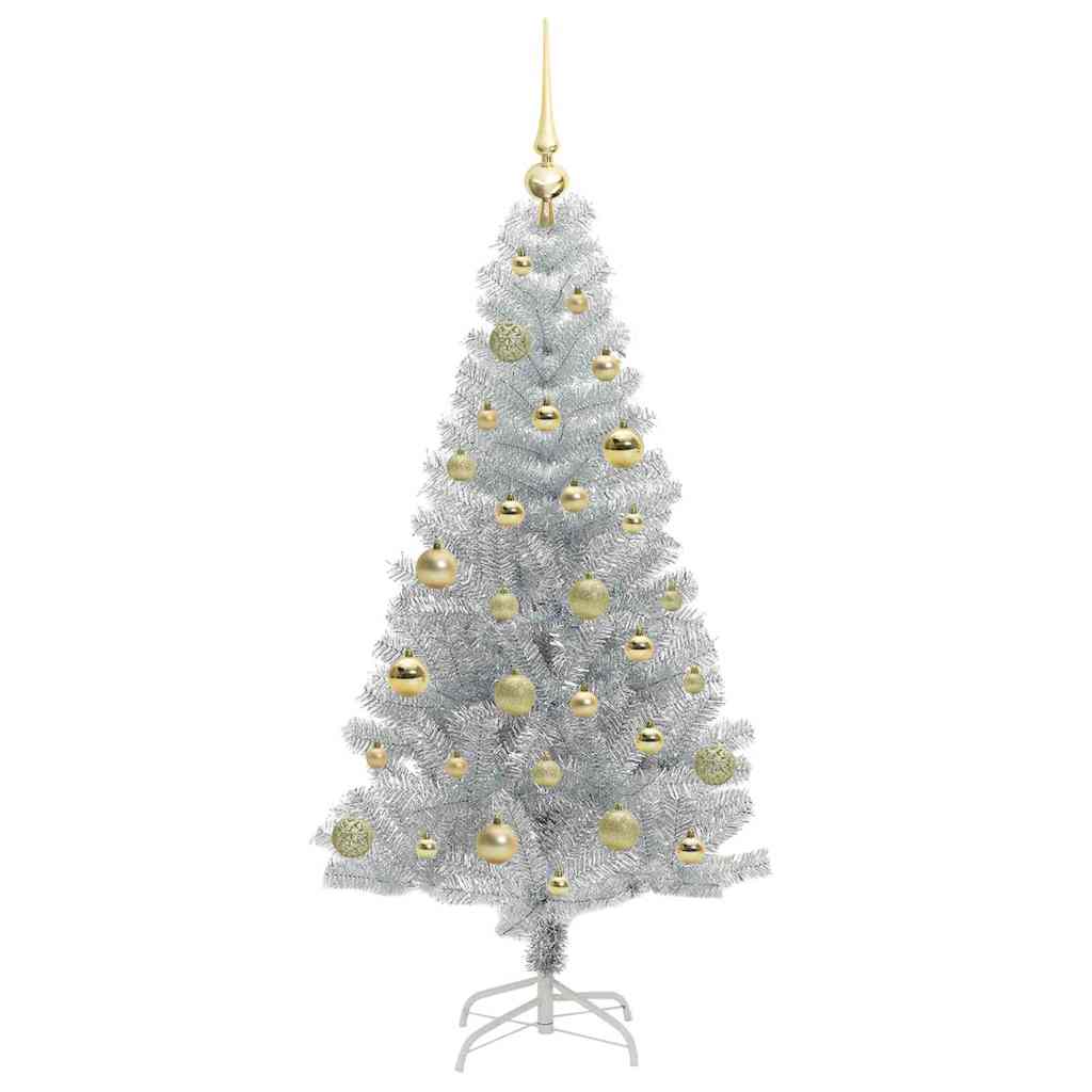 Albero di Natale con 150 LED con supporto Argento 150 cm PET