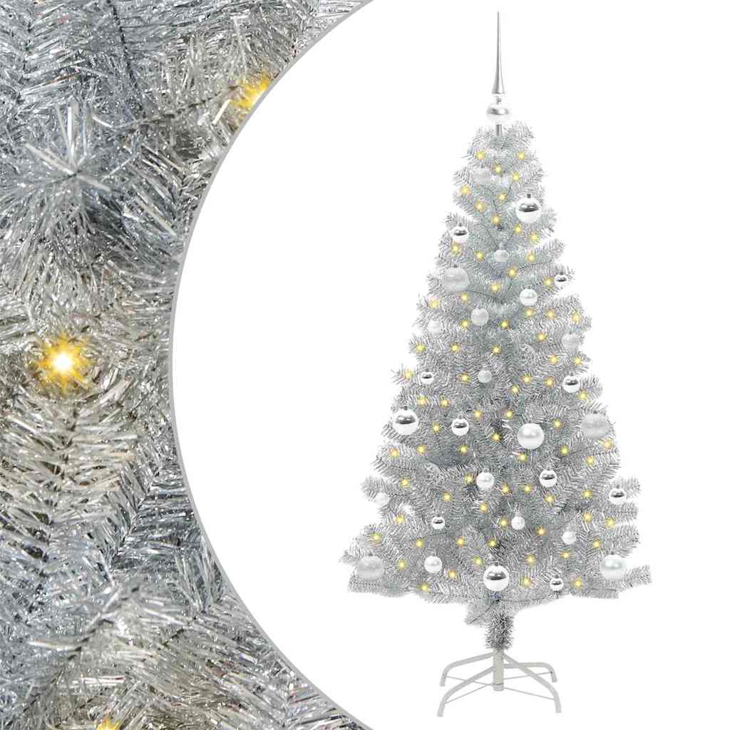 Albero di Natale con 150 LED con supporto Argento 150 cm PET