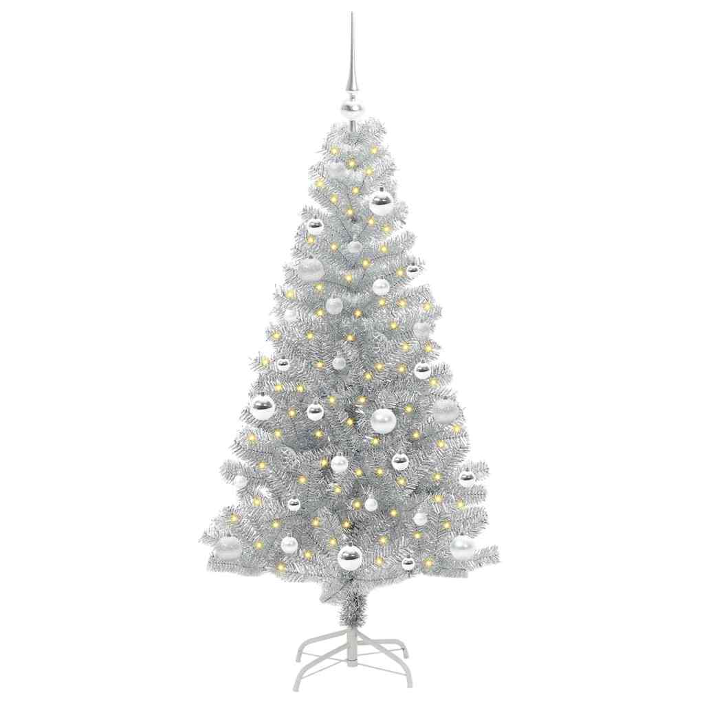 Albero di Natale con 150 LED con supporto Argento 150 cm PET