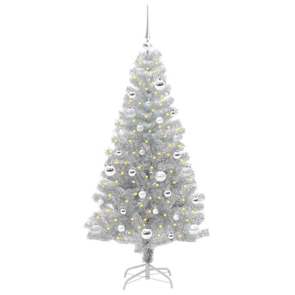 Albero di Natale con 150 LED con supporto Argento 150 cm PET