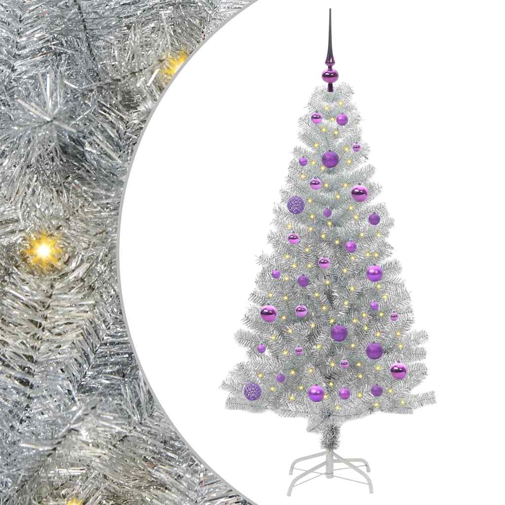 Albero di Natale con 150 LED con supporto Argento 150 cm PET