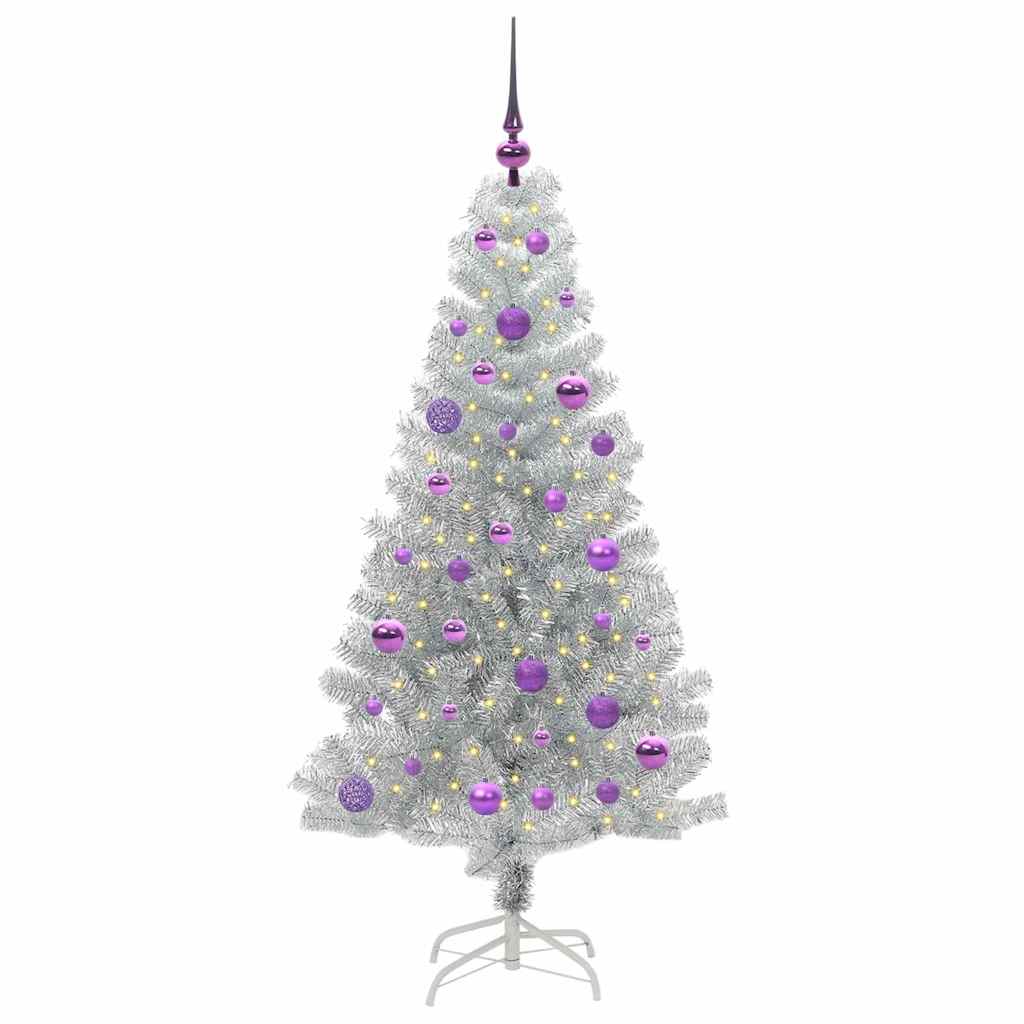 Albero di Natale con 150 LED con supporto Argento 150 cm PET