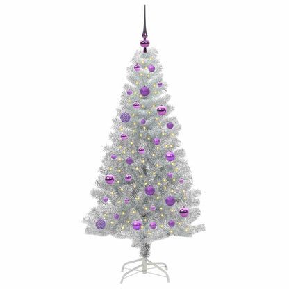 Albero di Natale con 150 LED con supporto Argento 150 cm PET