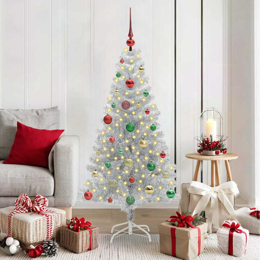 Albero di Natale con 150 LED con supporto Argento 150 cm PET