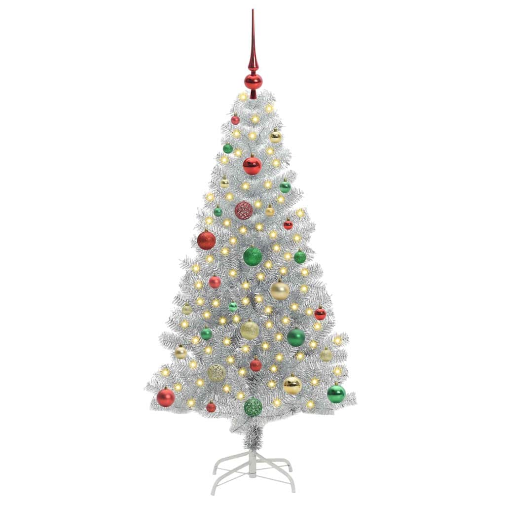 Albero di Natale con 150 LED con supporto Argento 150 cm PET