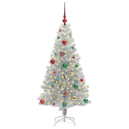 Albero di Natale con 150 LED con supporto Argento 150 cm PET