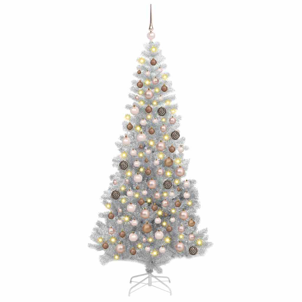 Albero di Natale con 300 LED con supporto Argento 180 cm PET