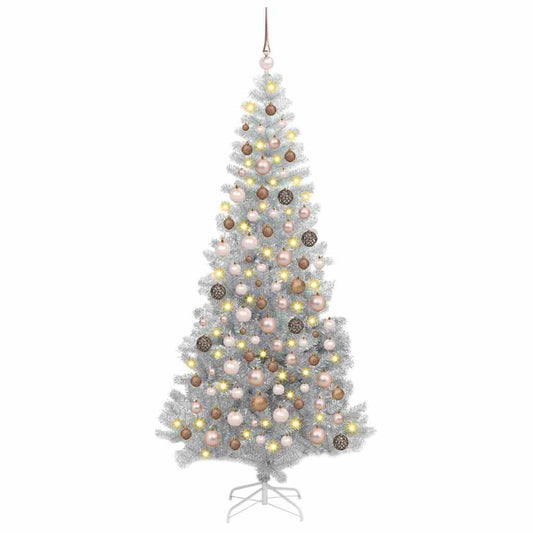 Albero di Natale con 300 LED con supporto Argento 180 cm PET