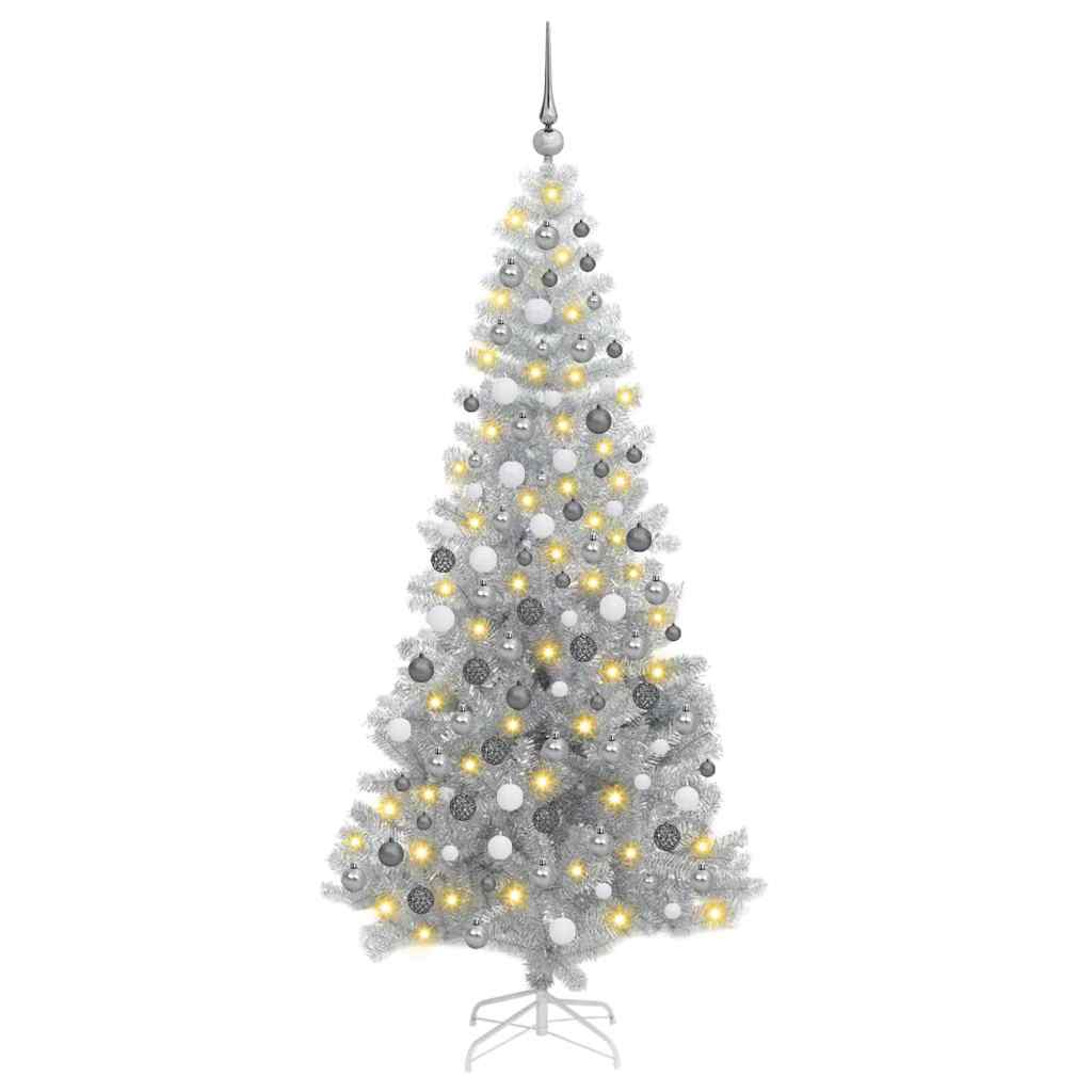 Albero di Natale con 300 LED con supporto Argento 180 cm PET