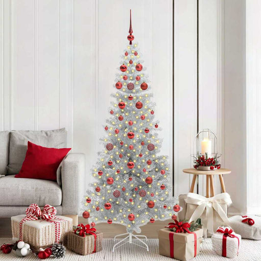 Albero di Natale con 300 LED con supporto Argento 180 cm PET