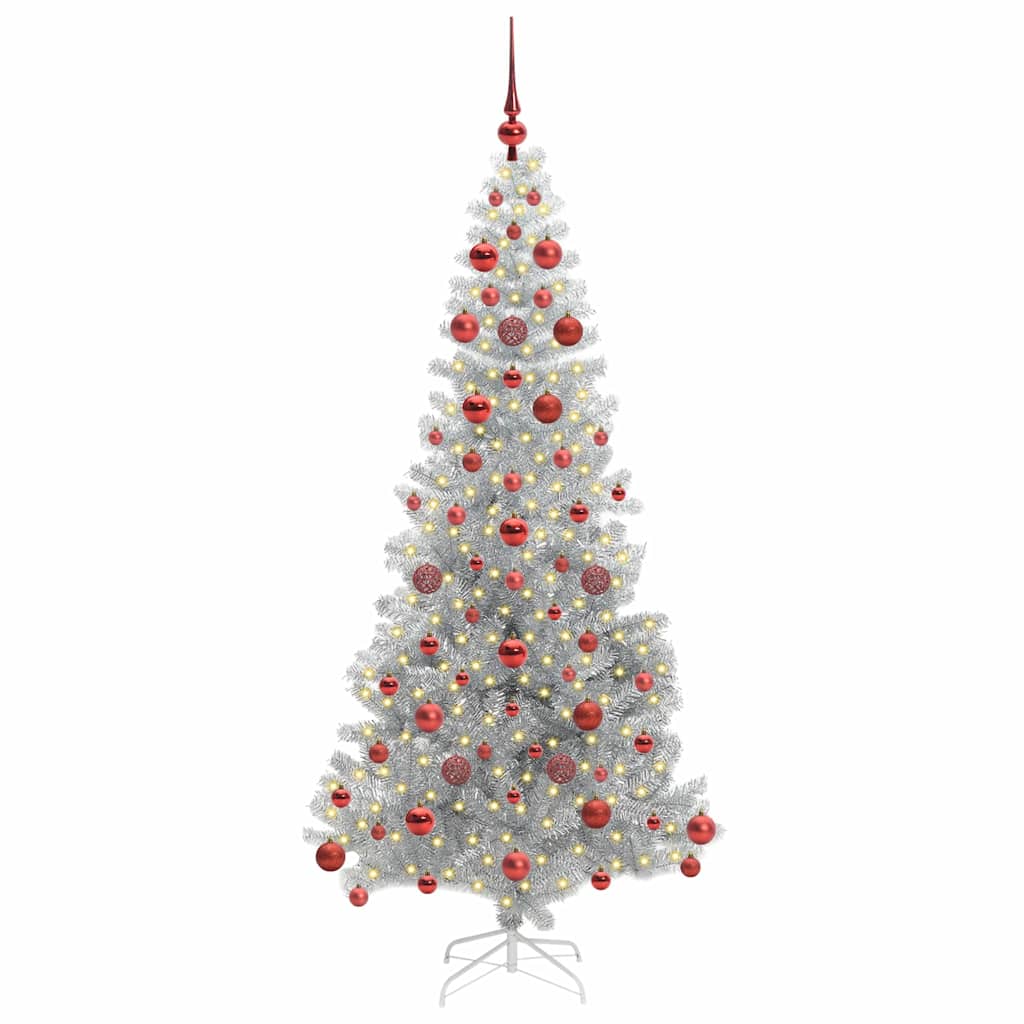 Albero di Natale con 300 LED con supporto Argento 180 cm PET