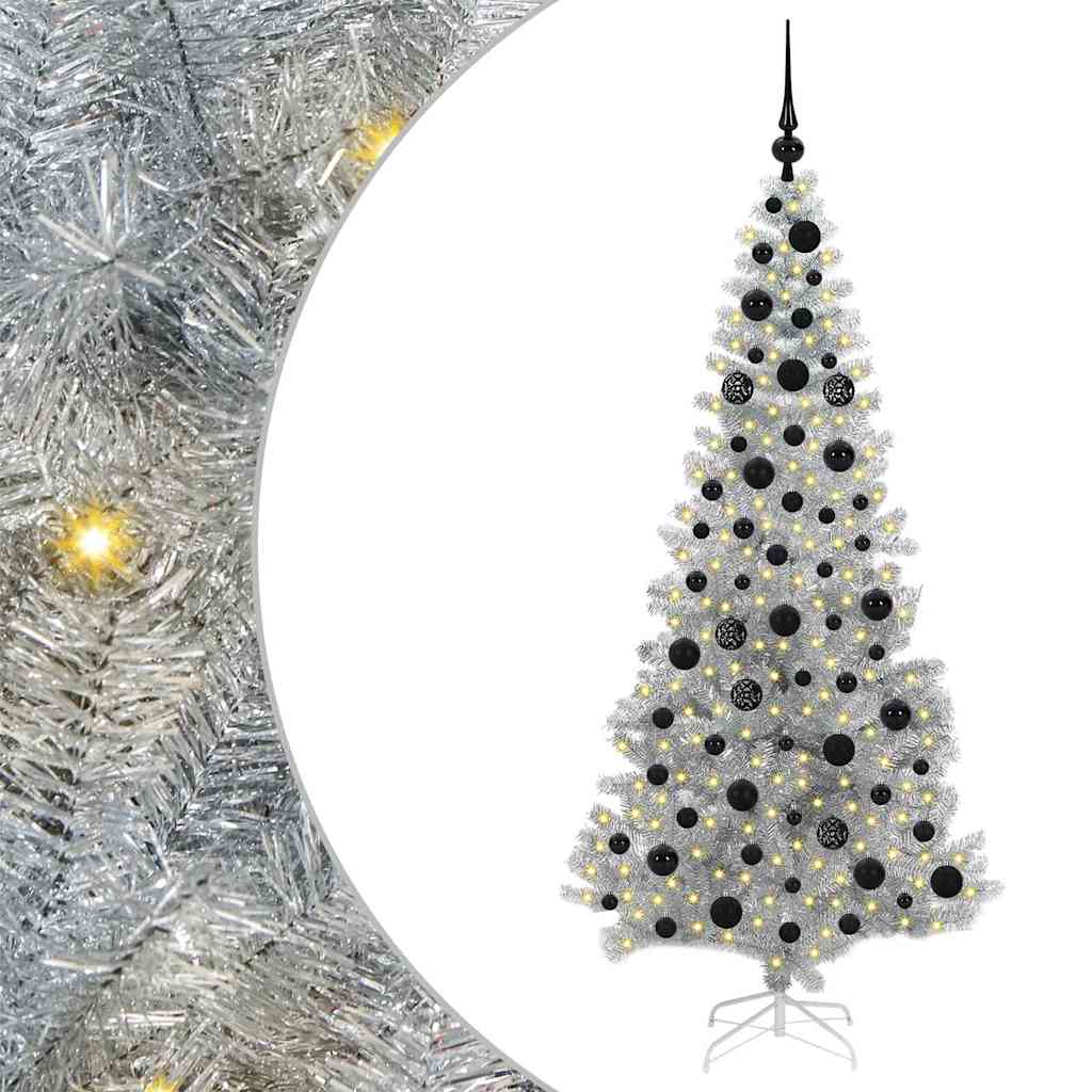Albero di Natale con 300 LED con supporto Argento 180 cm PET