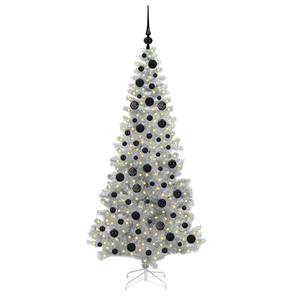 Albero di Natale con 300 LED con supporto Argento 180 cm PET