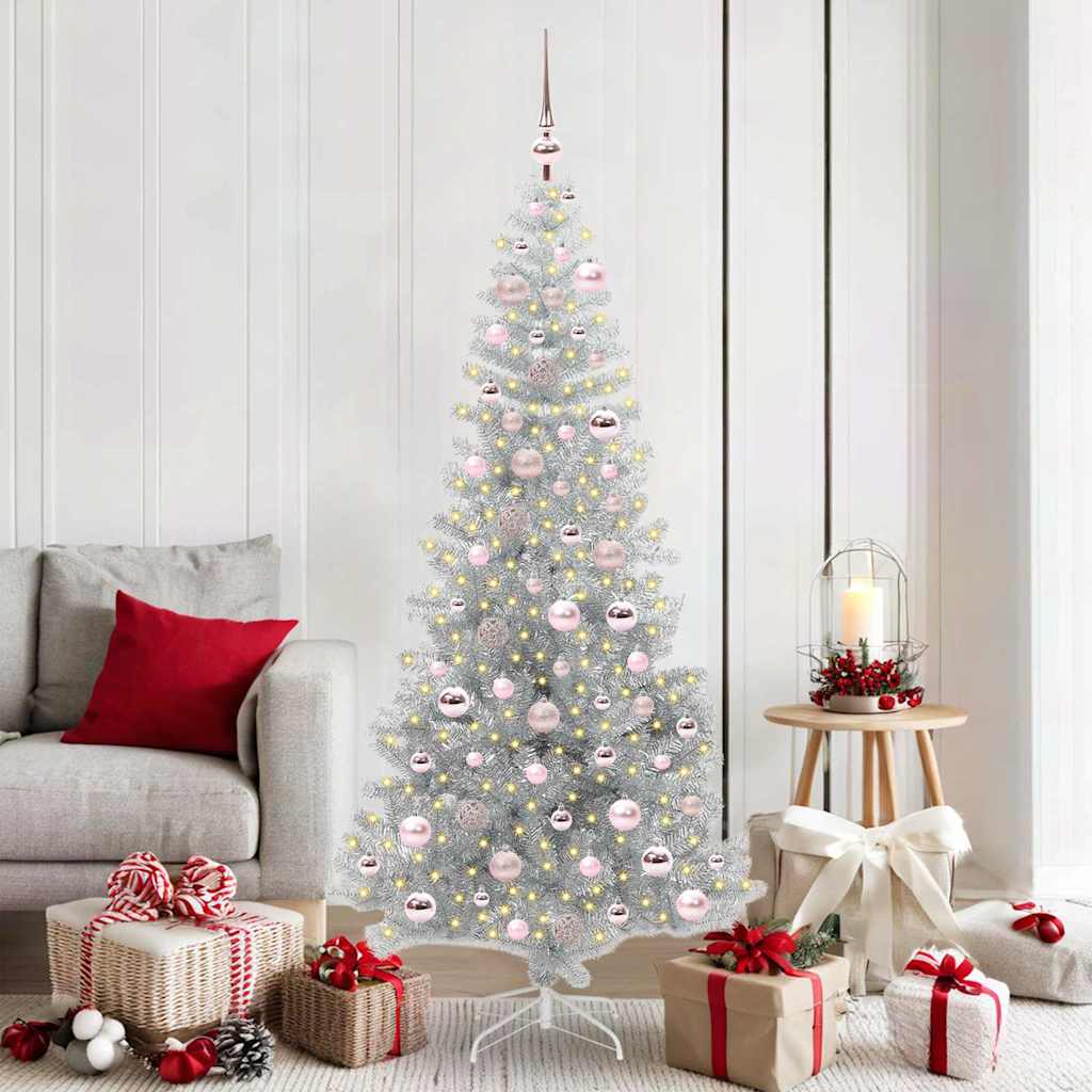 Albero di Natale con 300 LED con supporto Argento 180 cm PET