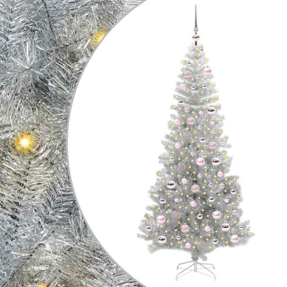 Albero di Natale con 300 LED con supporto Argento 180 cm PET