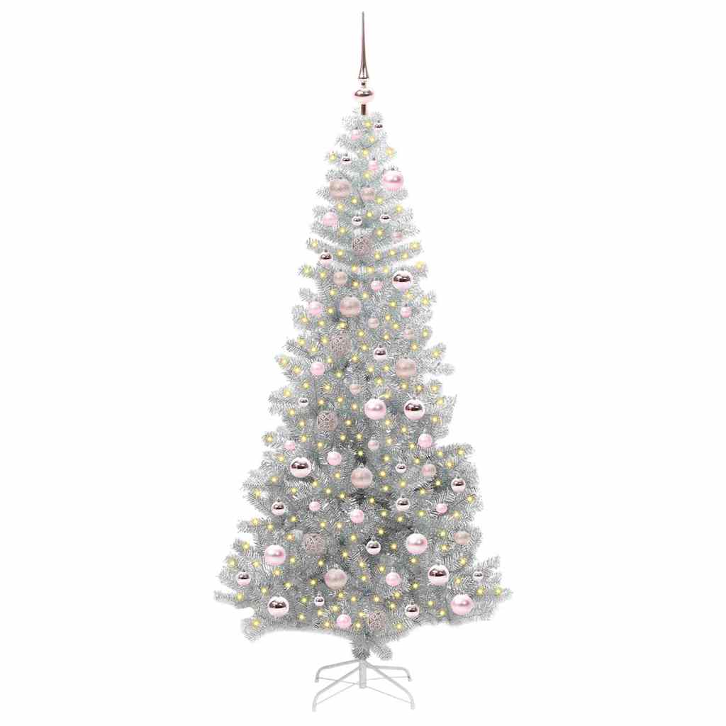 Albero di Natale con 300 LED con supporto Argento 180 cm PET