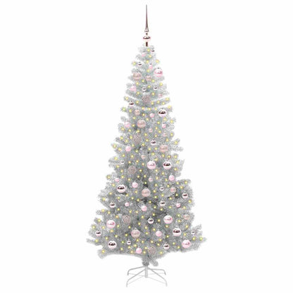 Albero di Natale con 300 LED con supporto Argento 180 cm PET