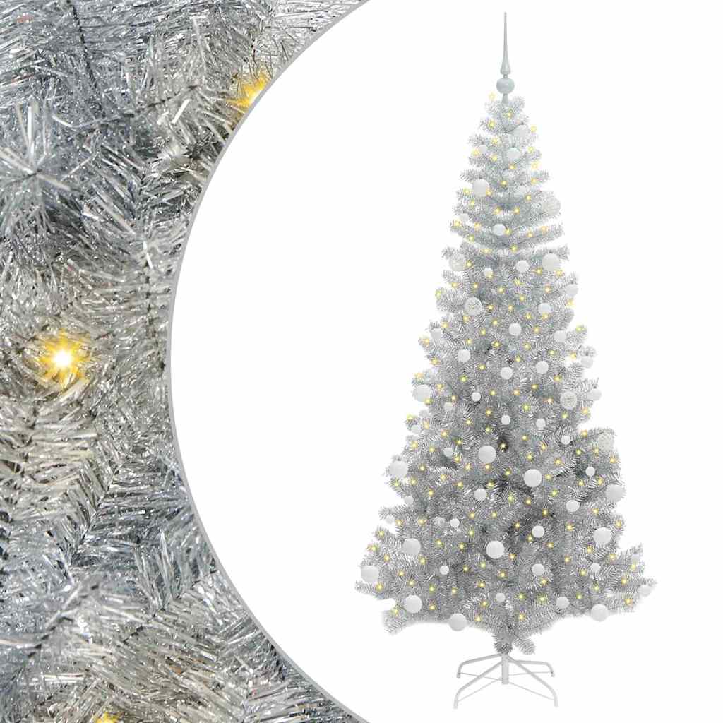 Albero di Natale con 300 LED con supporto Argento 180 cm PET