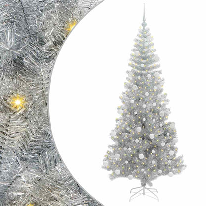 Albero di Natale con 300 LED con supporto Argento 180 cm PET