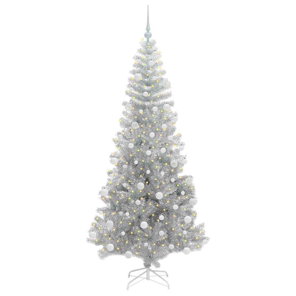 Albero di Natale con 300 LED con supporto Argento 180 cm PET
