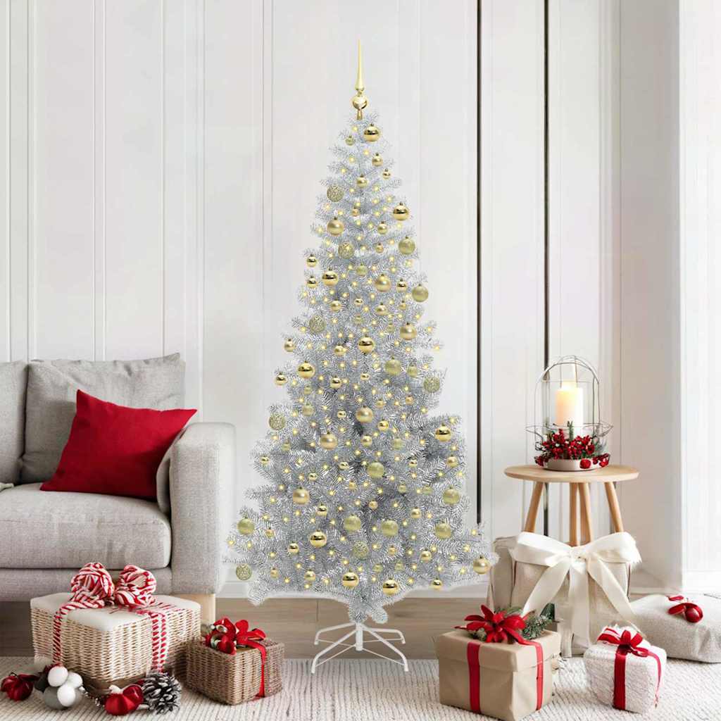 Albero di Natale con 300 LED con supporto Argento 180 cm PET