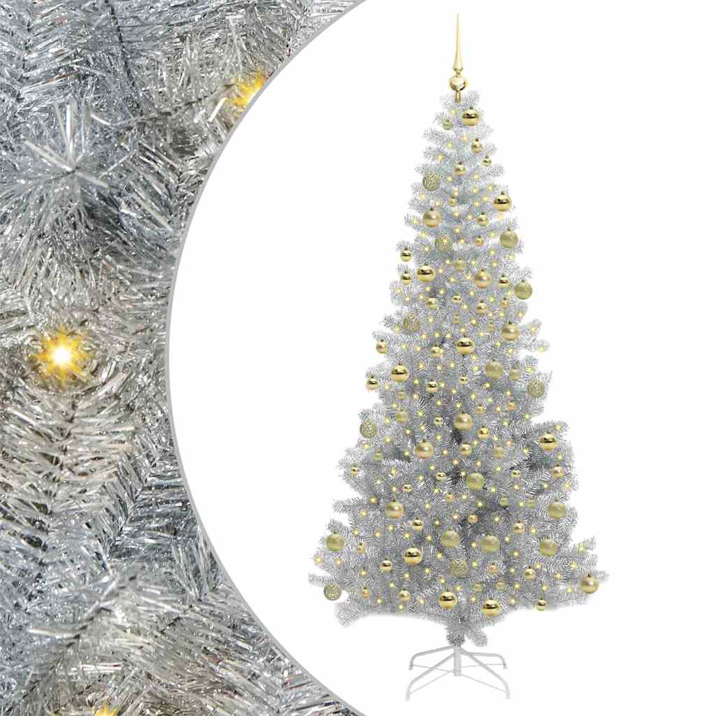 Albero di Natale con 300 LED con supporto Argento 180 cm PET