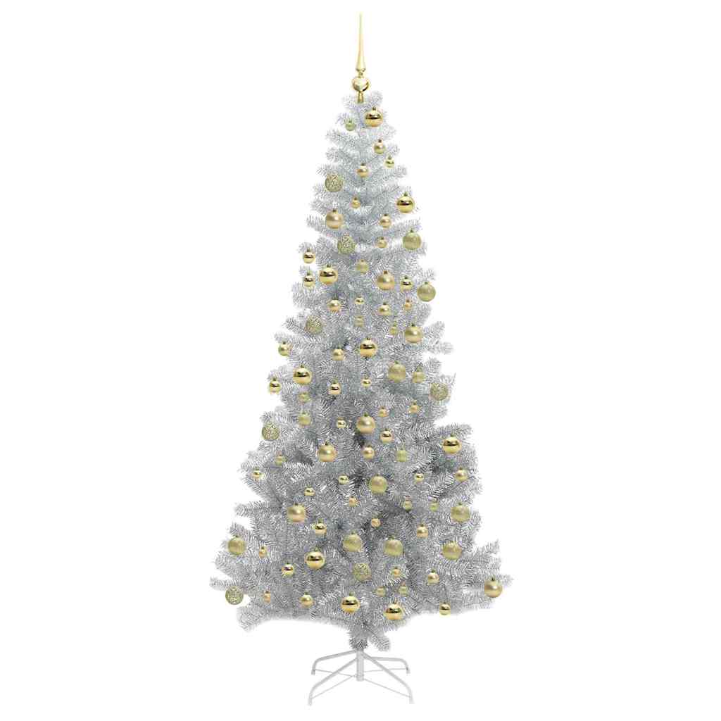 Albero di Natale con 300 LED con supporto Argento 180 cm PET