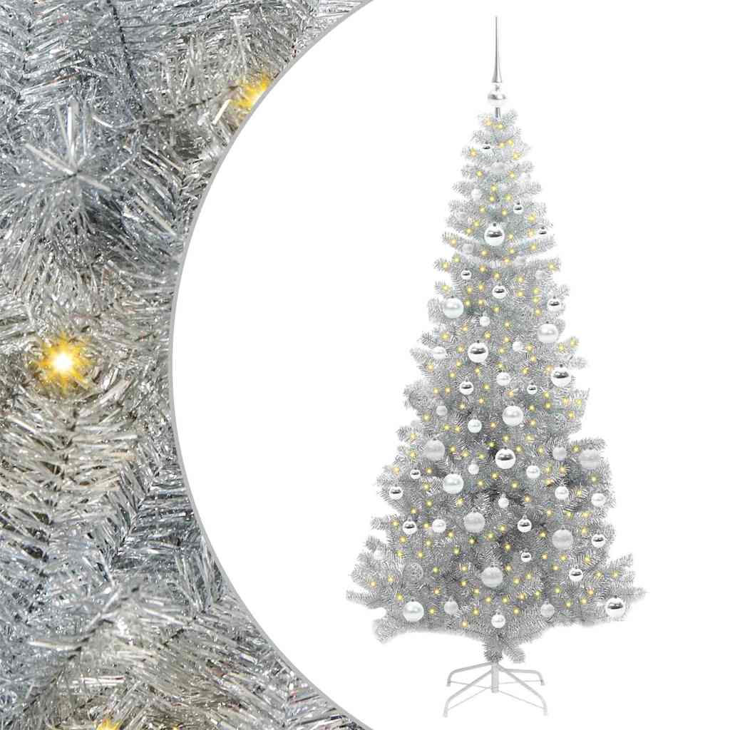Albero di Natale con 300 LED con supporto Argento 180 cm PET