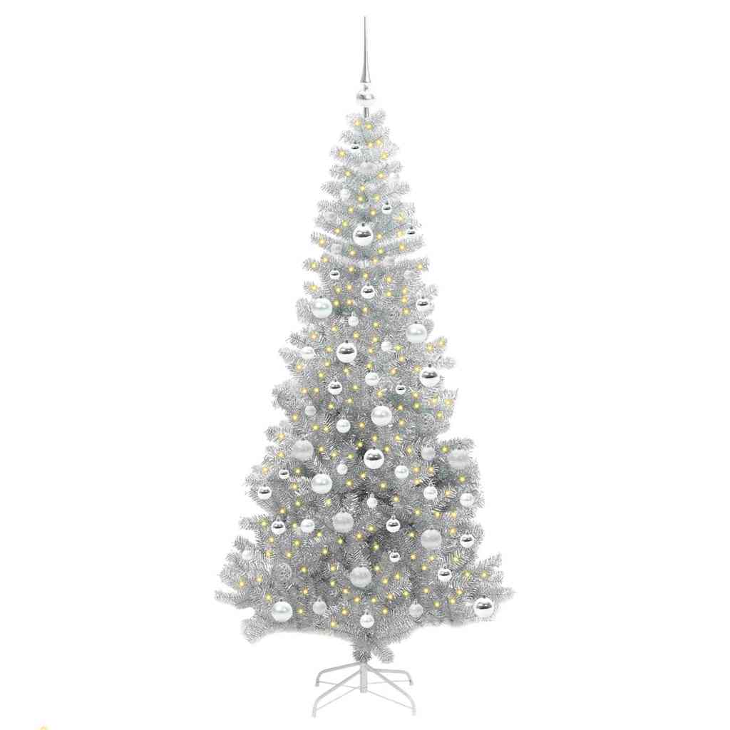 Albero di Natale con 300 LED con supporto Argento 180 cm PET