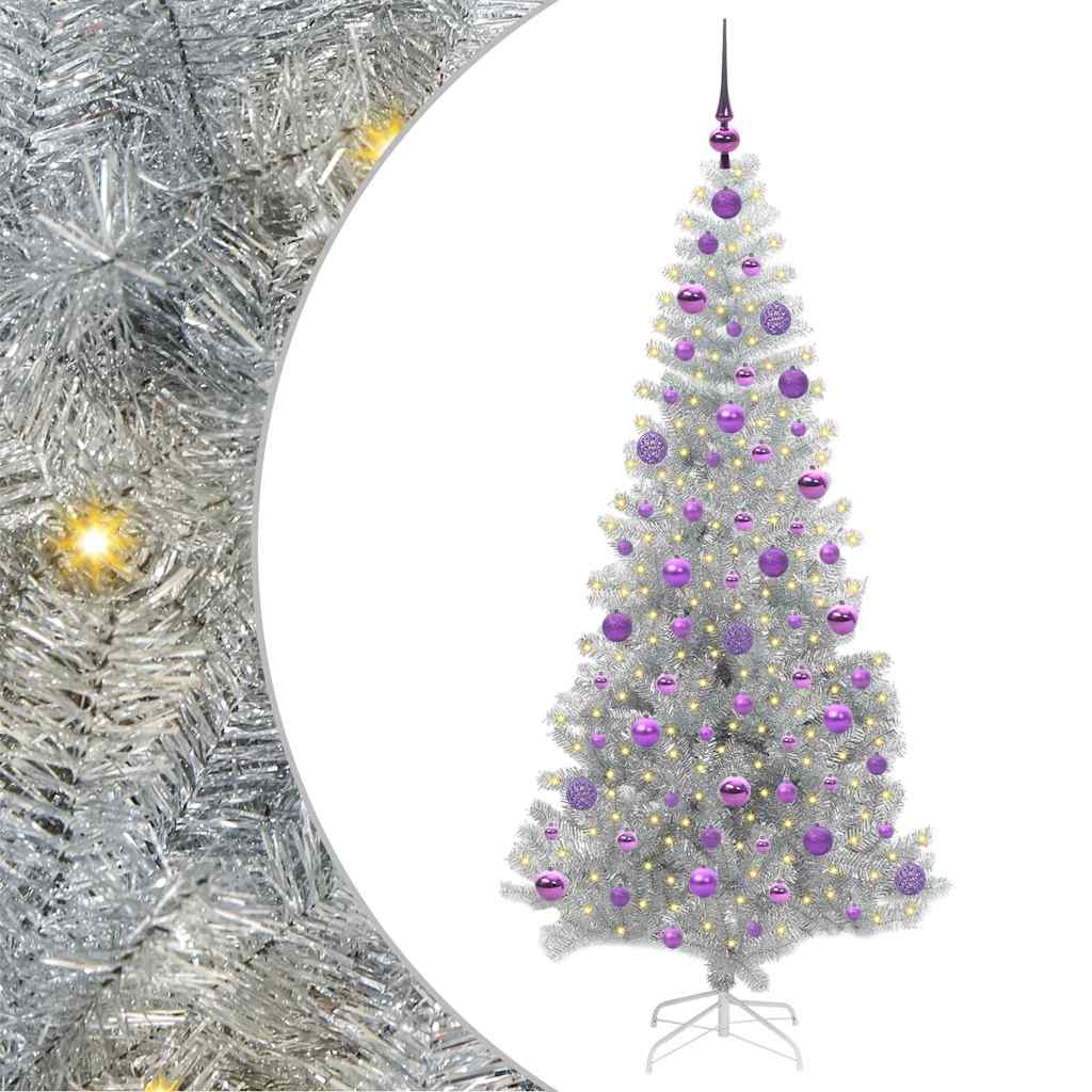 Albero di Natale con 300 LED con supporto Argento 180 cm PET