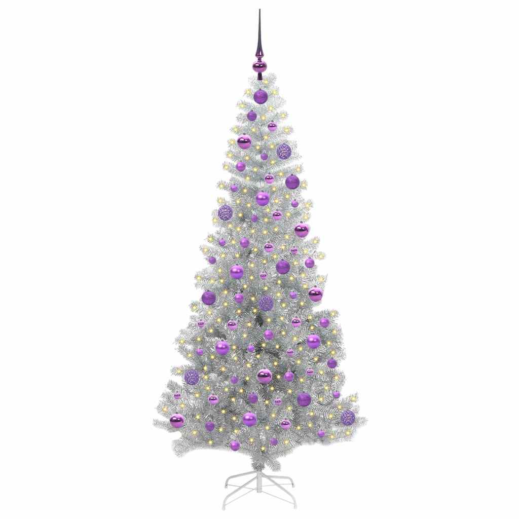 Albero di Natale con 300 LED con supporto Argento 180 cm PET