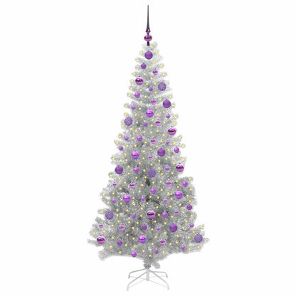 Albero di Natale con 300 LED con supporto Argento 180 cm PET