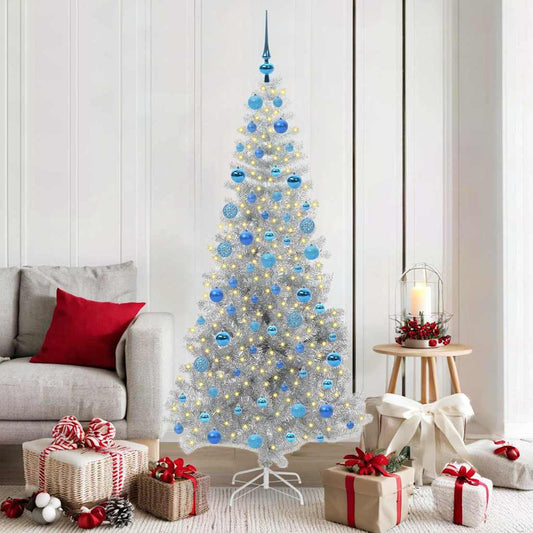 Albero di Natale con 300 LED con supporto Argento 180 cm PET