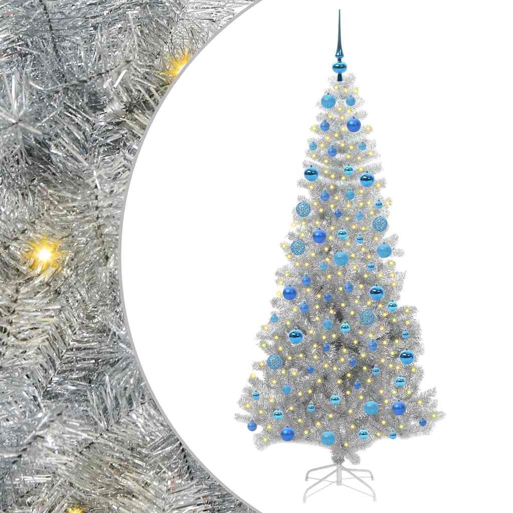 Albero di Natale con 300 LED con supporto Argento 180 cm PET