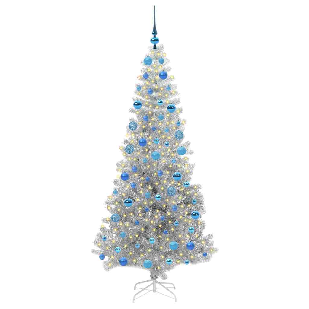 Albero di Natale con 300 LED con supporto Argento 180 cm PET