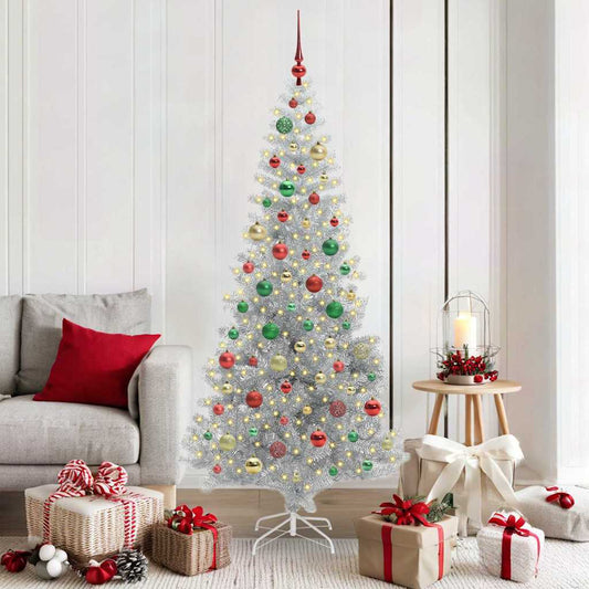 Albero di Natale con 300 LED con supporto Argento 180 cm PET