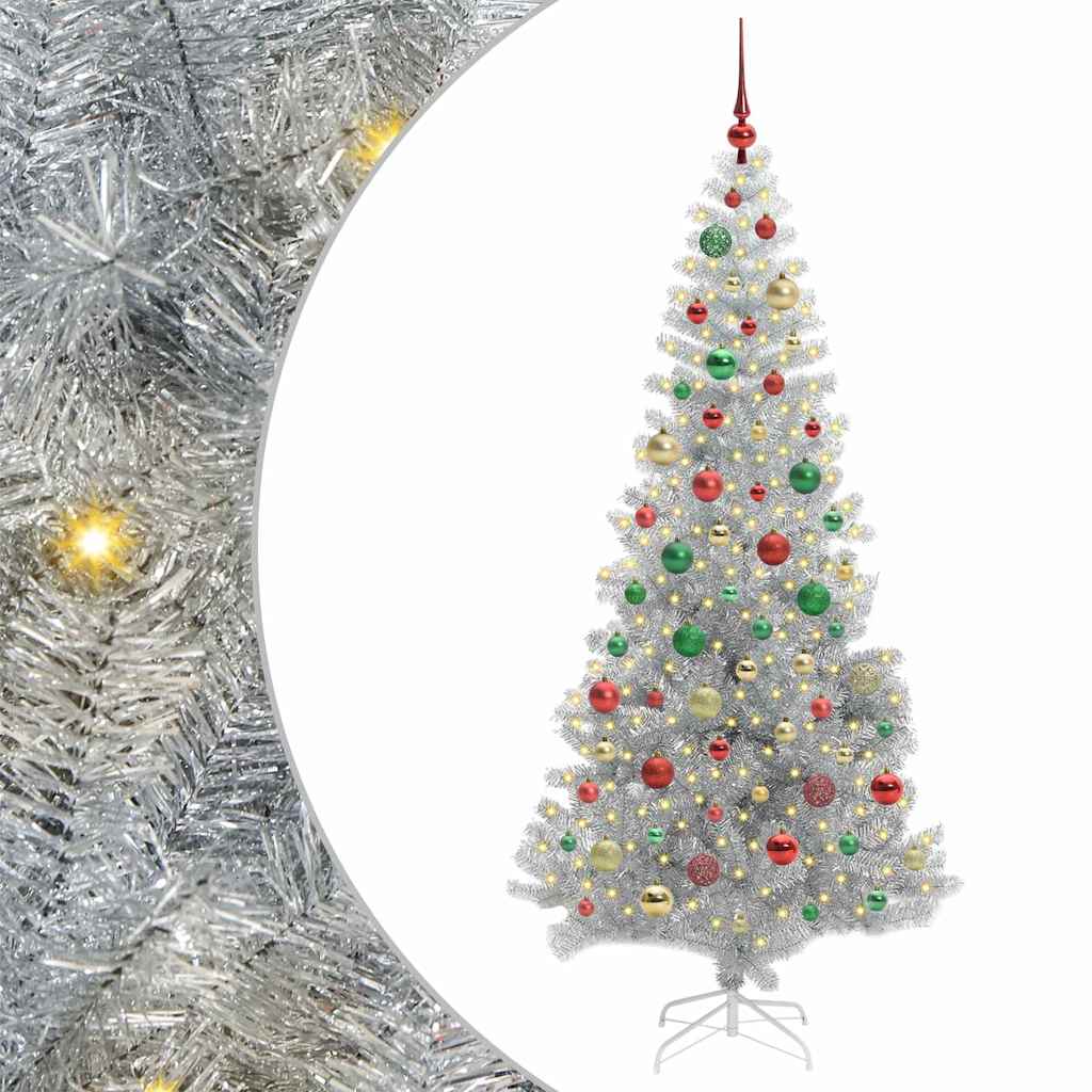 Albero di Natale con 300 LED con supporto Argento 180 cm PET