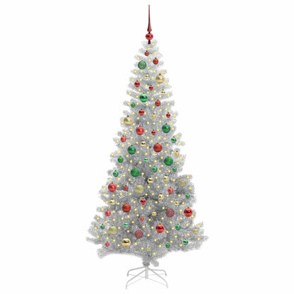 Albero di Natale con 300 LED con supporto Argento 180 cm PET