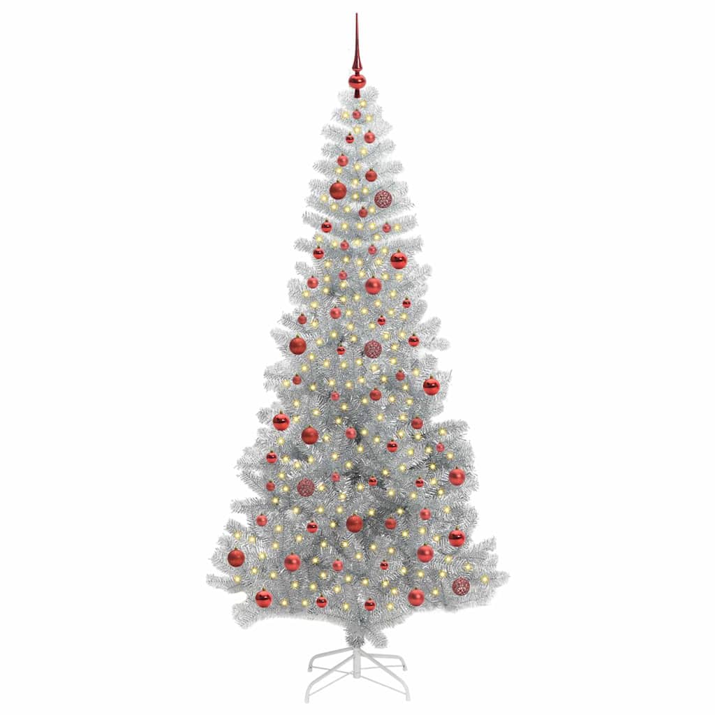 Albero di Natale con 300 LED con supporto Argento 210 cm PET