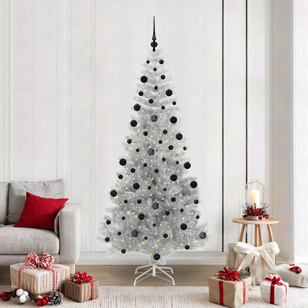 Albero di Natale con 300 LED con supporto Argento 210 cm PET