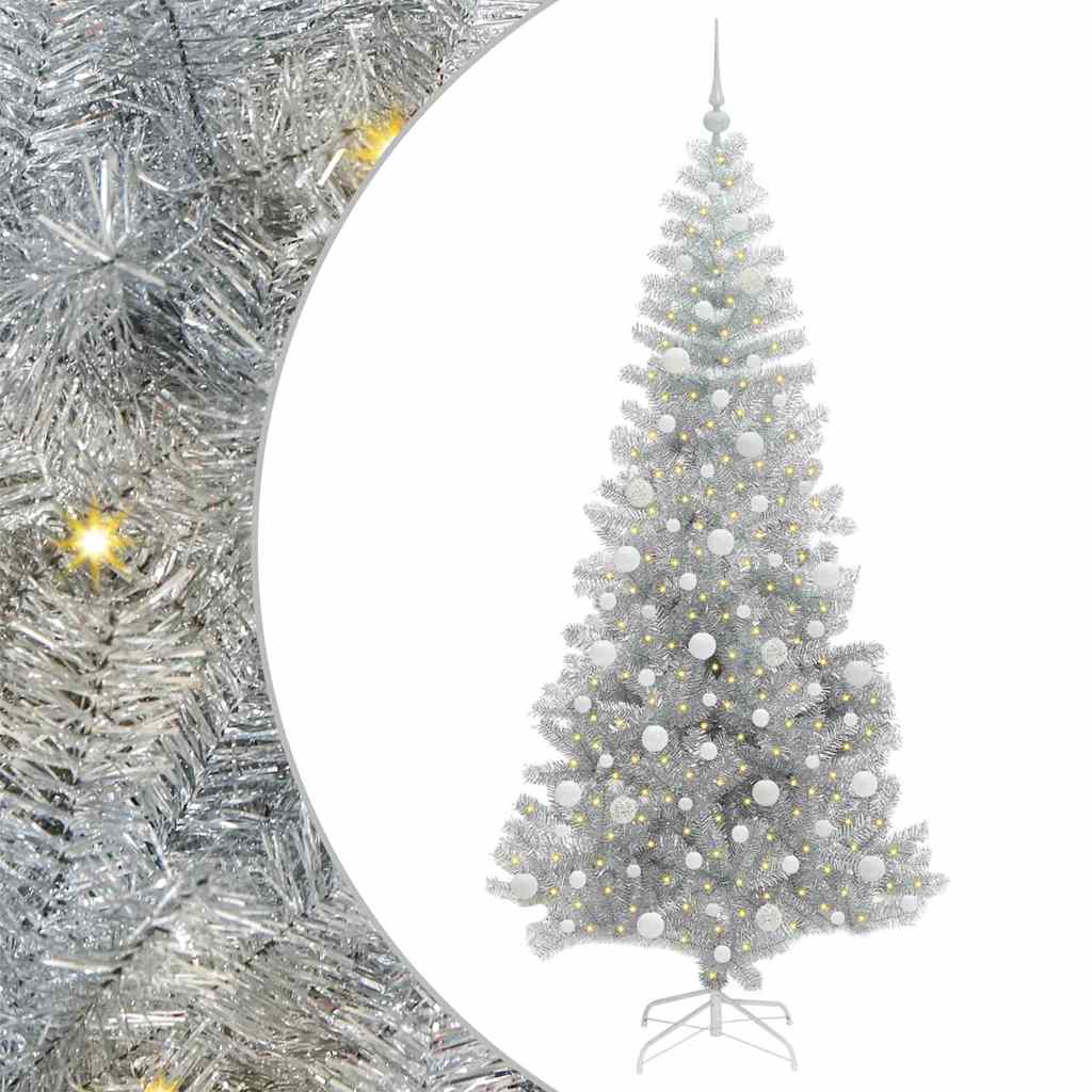 Albero di Natale con 300 LED con supporto Argento 210 cm PET