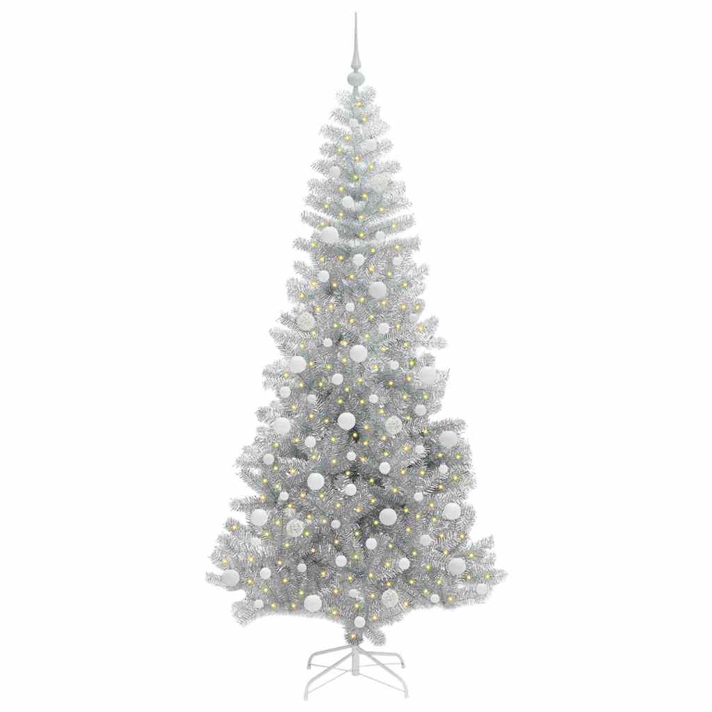 Albero di Natale con 300 LED con supporto Argento 210 cm PET