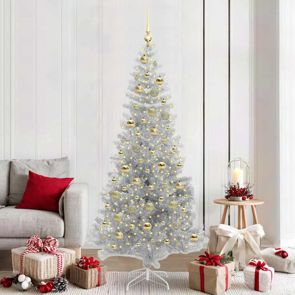 Albero di Natale con 300 LED con supporto Argento 210 cm PET