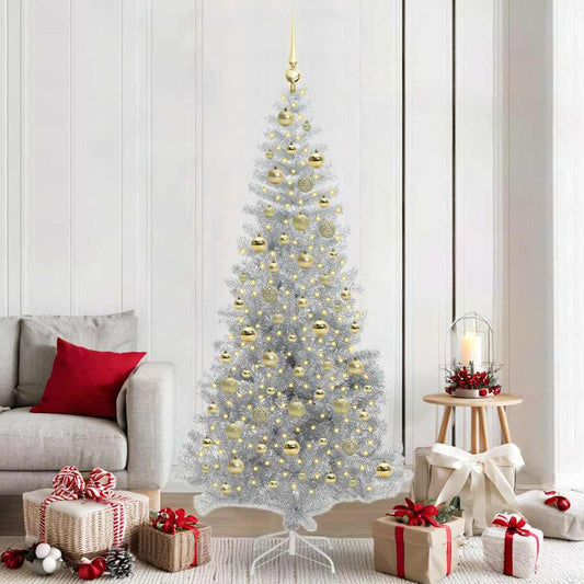 Albero di Natale con 300 LED con supporto Argento 210 cm PET