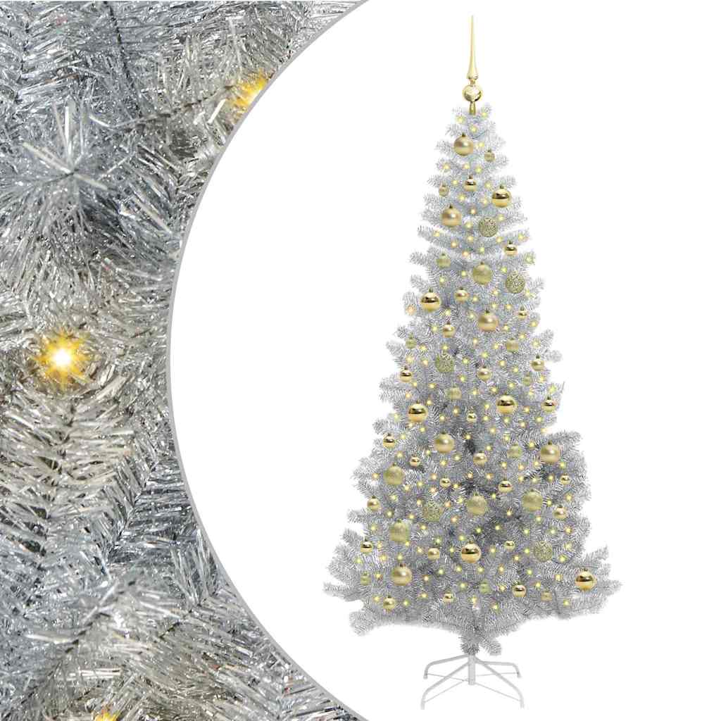 Albero di Natale con 300 LED con supporto Argento 210 cm PET