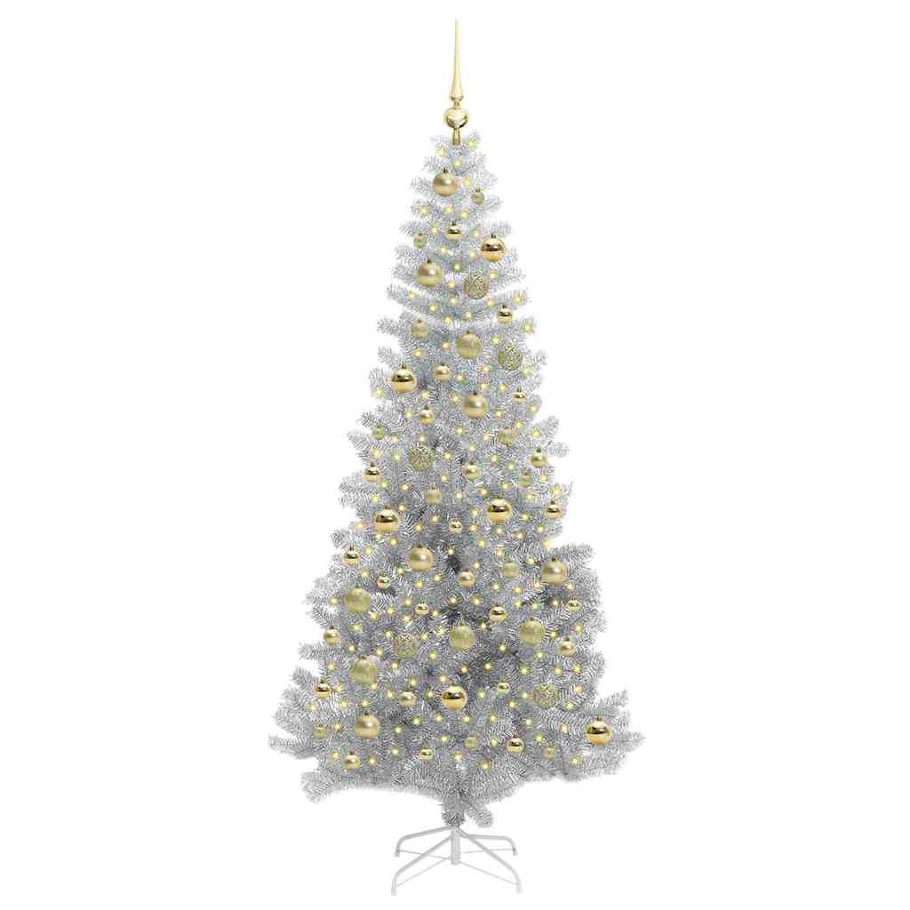 Albero di Natale con 300 LED con supporto Argento 210 cm PET