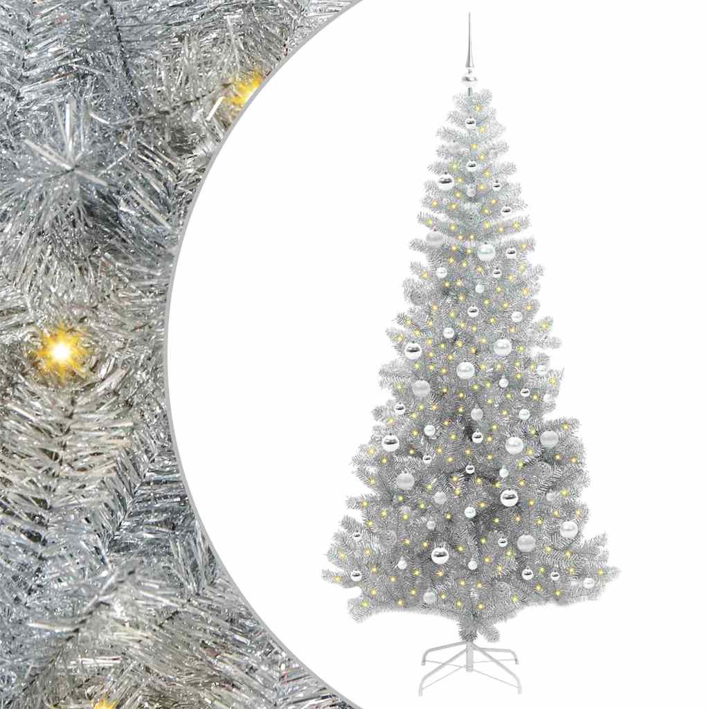 Albero di Natale con 300 LED con supporto Argento 210 cm PET